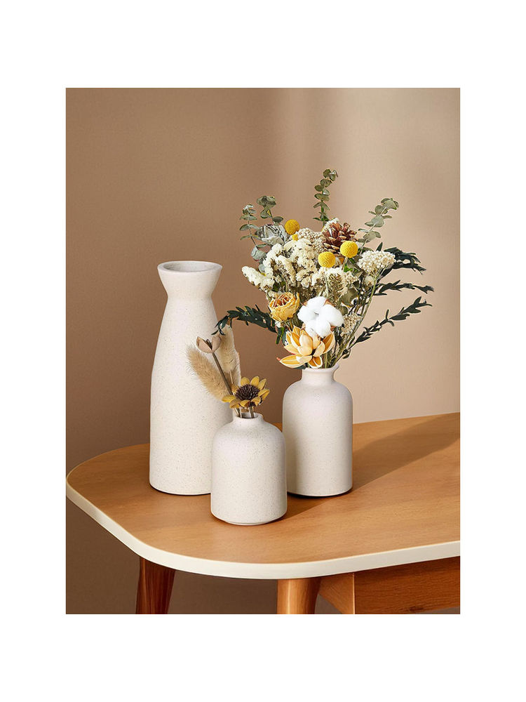 Ekhasa White Ceramic Flower Vases (Set Of 3)-picture-10