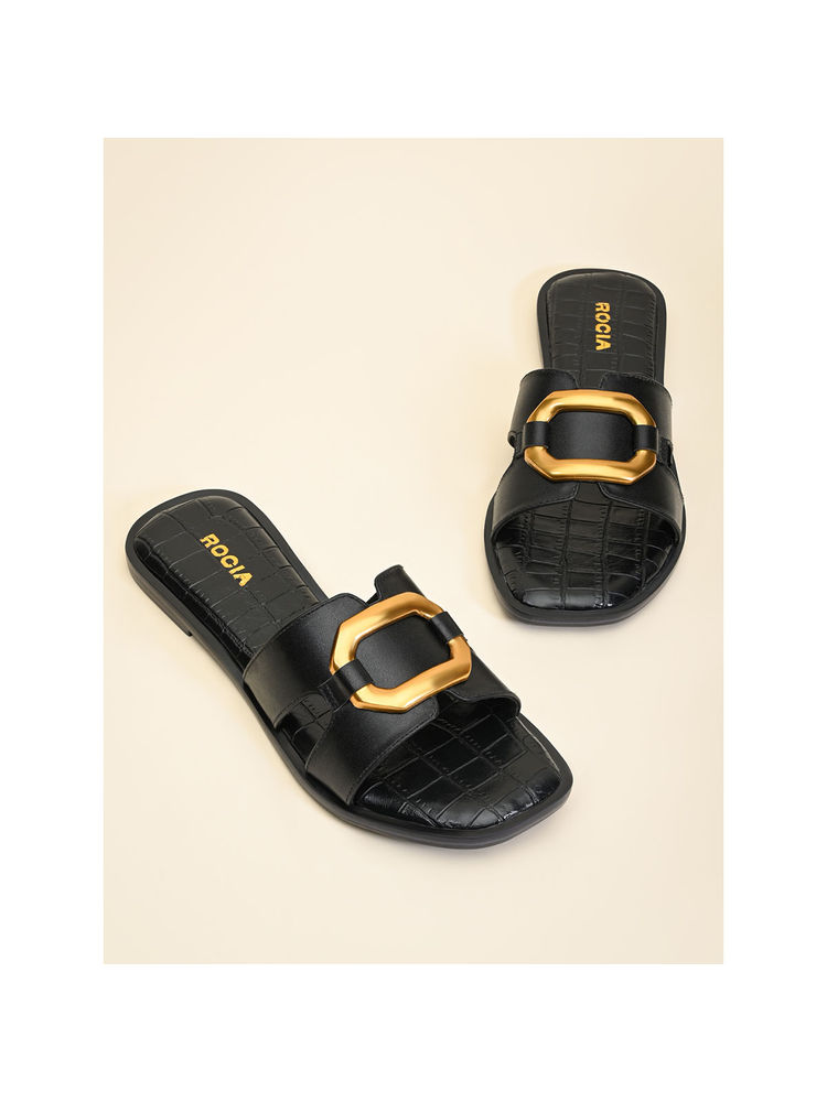 ROCIA Black Women Casual Buckled Flats-picture-27