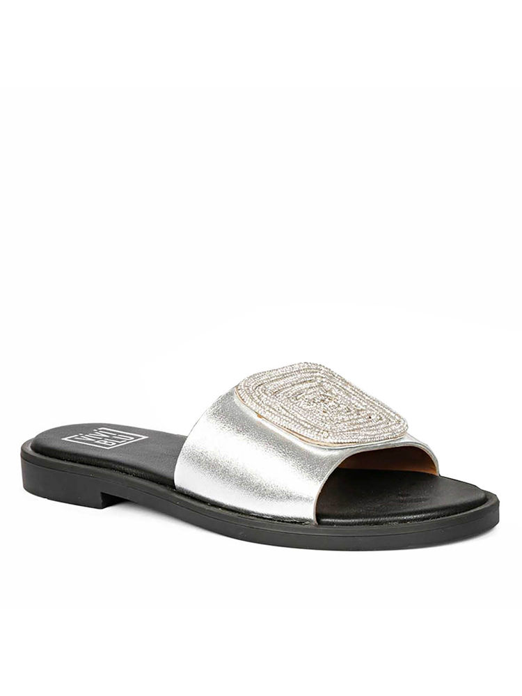Viviblu Freya Silver Leather Flats-image-22
