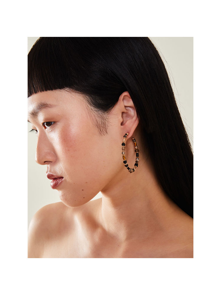 Accessorize London Women Black Large Mix Beaded Hoop Earrings-picture-15