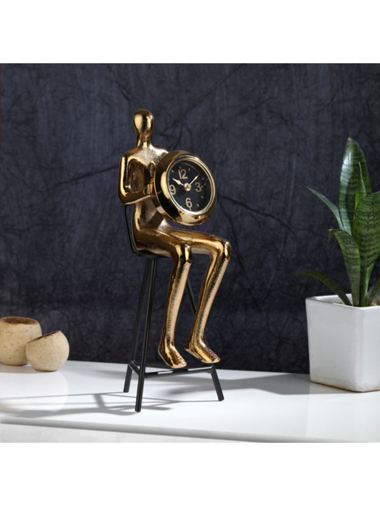 De Maison Decor Sitting Man Clock Glod-image-20