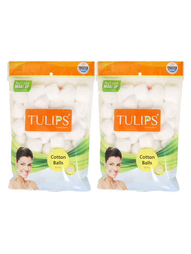 Tulips White Cotton Balls - Pack Of 2