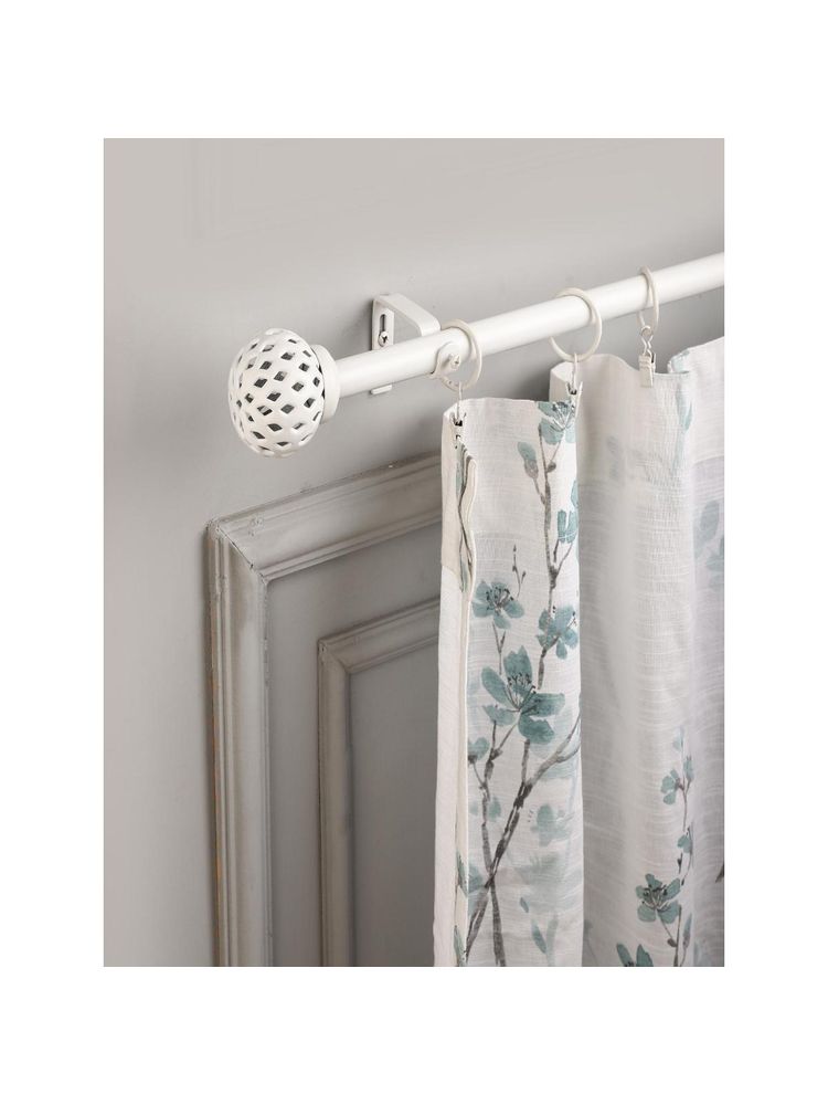 The Decor Mart 84"-144" Perforated White Metal Finial Extendable Curtain Rod White 19Mm (Hardware Inc.)-image-27