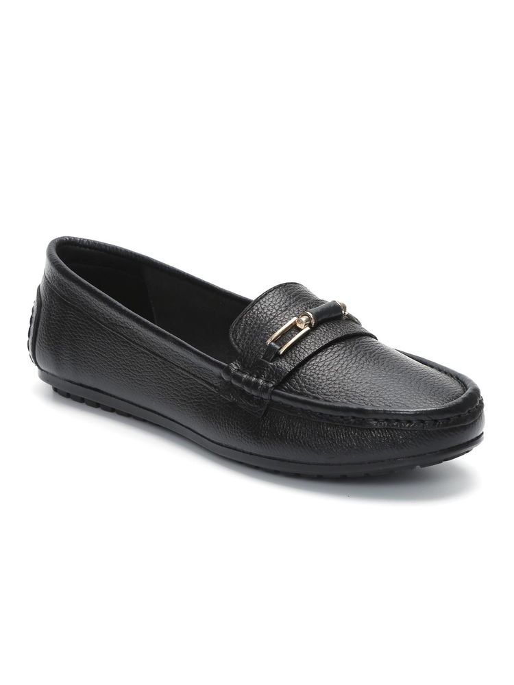 Zoom Shoes Women Black Genuine Leather Loafers-picture-10