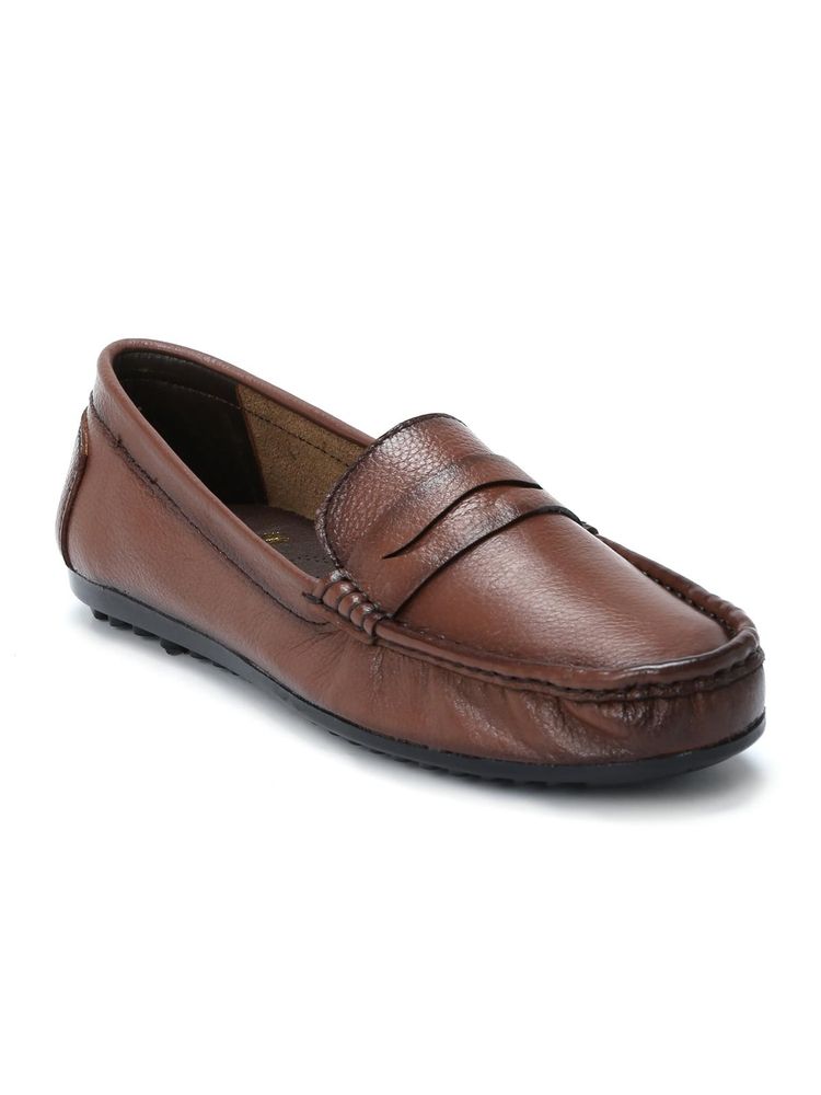Zoom Shoes Womens Brown Genuine Leather Loafers