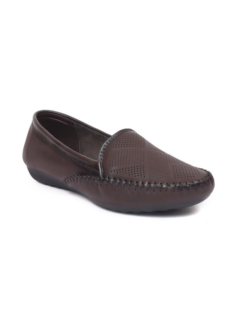 Zoom Shoes Womens Brown Genuine Leather Loafers-image-15