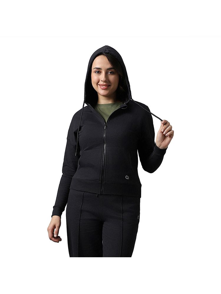 Amante Solid Full Sleeve Essential Fleece Hoodie-image-2