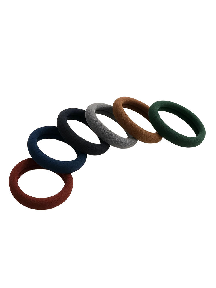 Matra Hair Rubber Bands Elastic Ponytail Holder Ties Soft Thick Stretchable Scrunchies - Pack Of 6-picture-45
