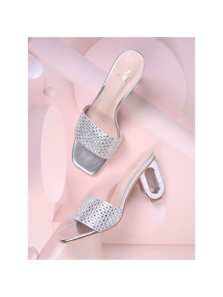 Jove Women Silver Western Embellished Sandal Heels-picture-24