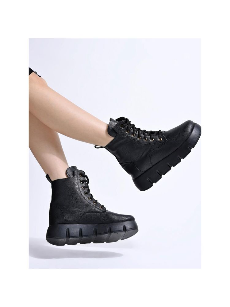 Shoetopia Smart Casual Black Boots for Women-picture-23