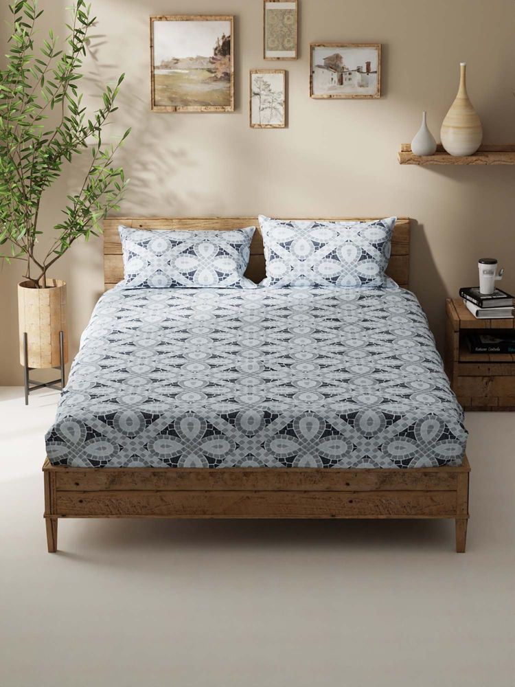 BIANCA Polycotton Double Bedsheet With 2 Pillow Covers Grey-image-2