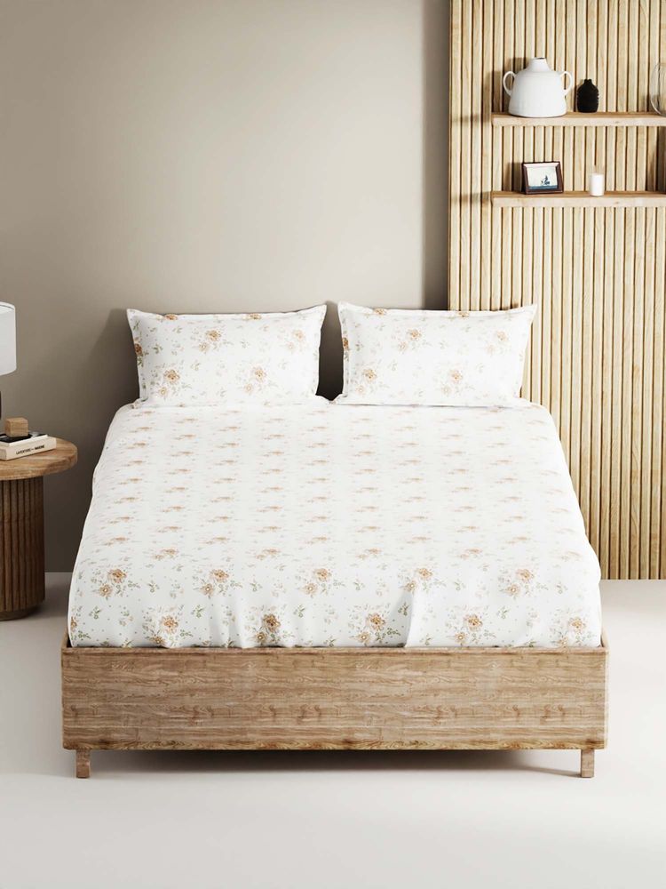 BIANCA King Size Double Bedsheet With 2 Pillow Covers Brown-image-2