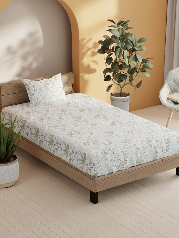 BIANCA Cotton Single Bedsheet With 1 Pillow Cover Multi-Color-picture-26
