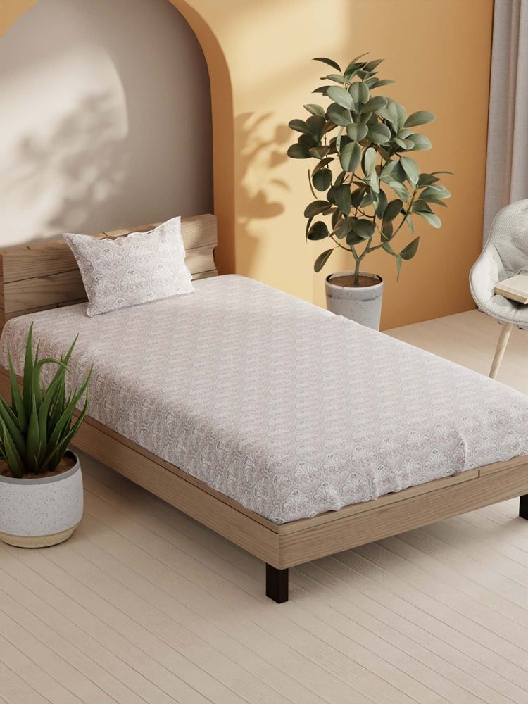 BIANCA Cotton Single Bedsheet With 1 Pillow Cover Multi-Color-picture-21