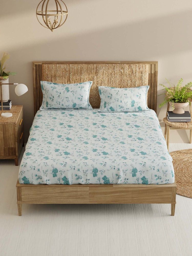 BIANCA Cotton King Bedsheet With 2 Pillow Covers Green-image-37