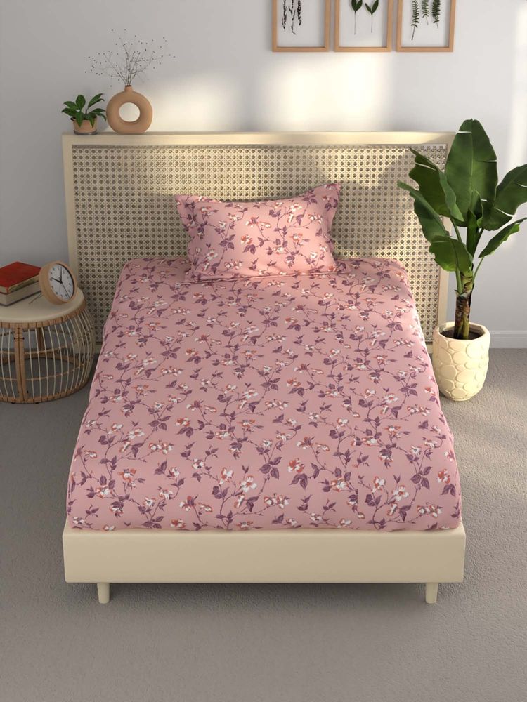 BIANCA Polycotton Single Bedsheet With 1 Pillow Cover Pink-image-40