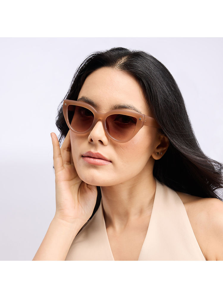 Twenty Dresses by Nykaa Fashion Beige Cat Eye Large Full Rim Sunglasses-picture-25