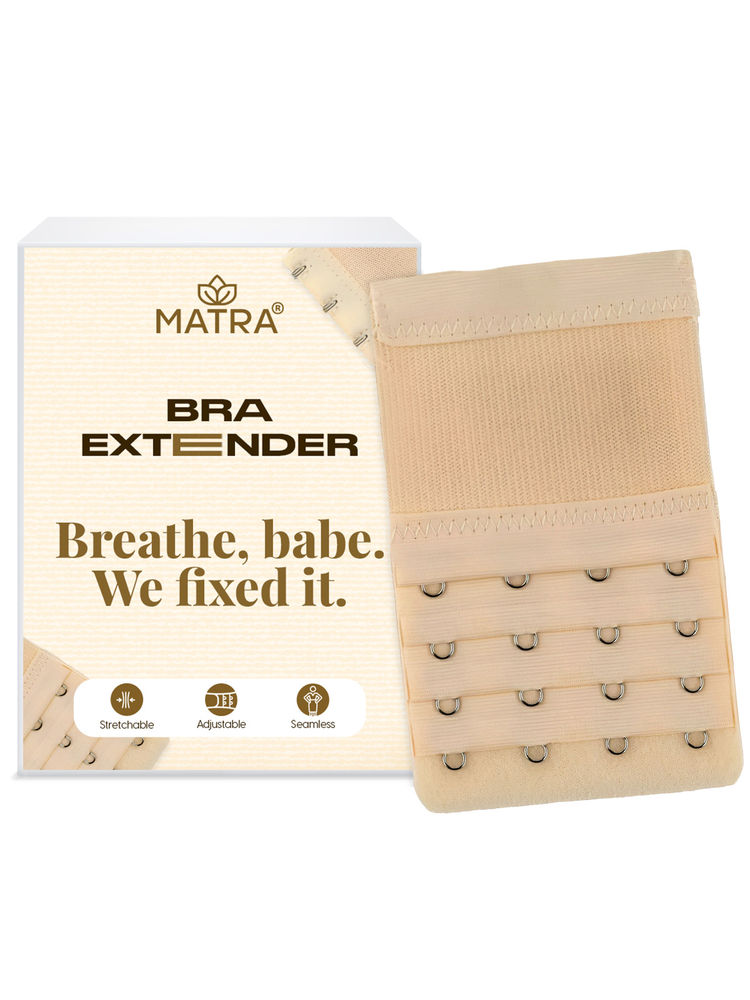 Matra Bra Extender Stretchable Elastic Extension Adjustable Strap 4 Hook 4 Eye (Beige)-image-4