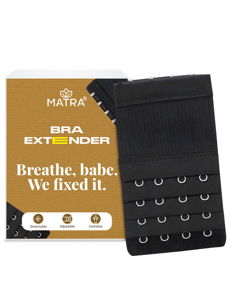 Matra Bra Extender Stretchable Elastic Extension Adjustable Strap 4 Hook 4 Eye (Black)-picture-10