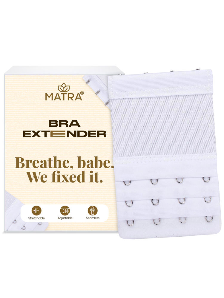 Matra Bra Extender Stretchable Elastic Extension Adjustable Strap 4 Hook 4 Eye (White)-picture-11