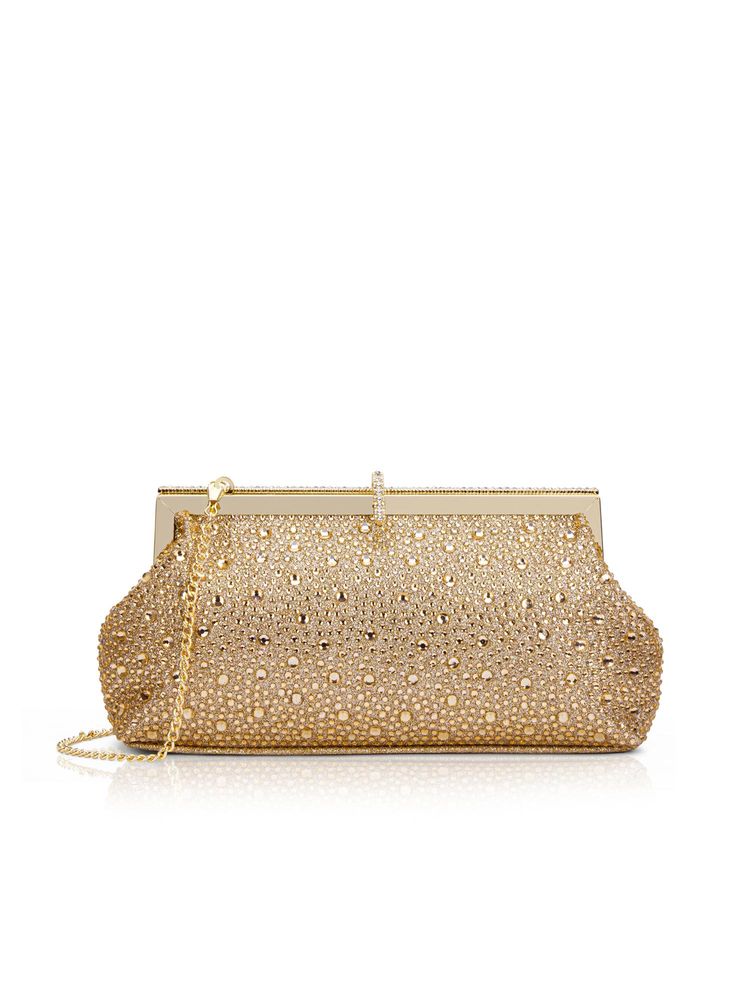 Lavie Signature Madeira Womens Beads Frame Clutch With Detachable Strap - Gold (S)-image-25