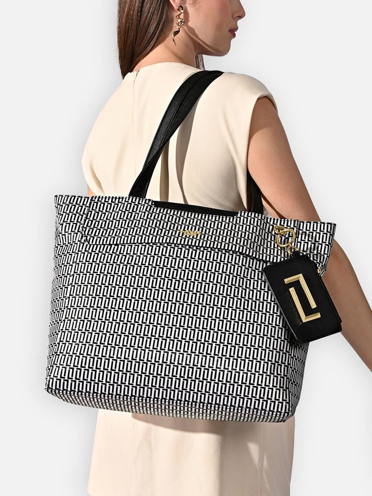 Lavie Luxe Women Monogram Zumi Tote Bag - Black (L)