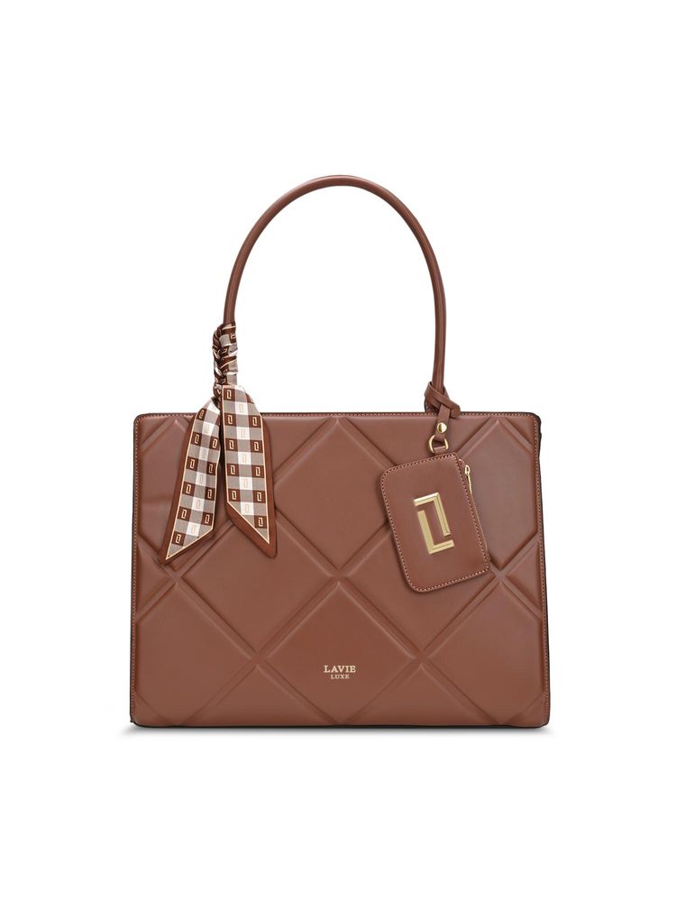 Lavie Luxe Women Quare26 Satchel Bag With Detachable Strap - D Tan (XL)