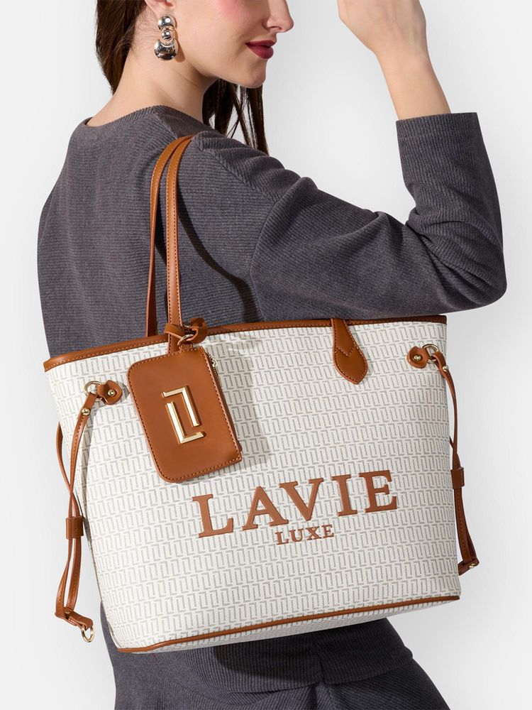 Lavie Luxe Women Monogram Elise Tote Bag - Off White (L)-image-21