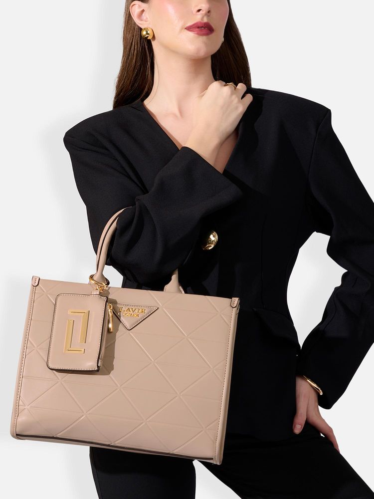 Lavie Luxe Women Mona26 Box Satchel Bag With Detachable Strap - Mocha-picture-37