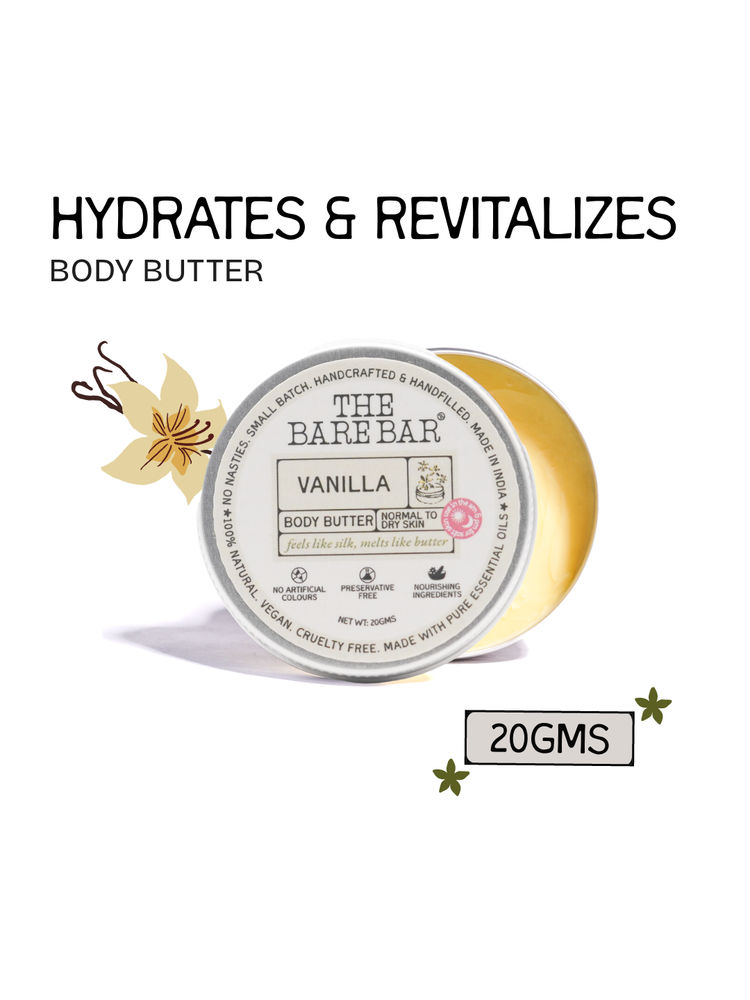 The Bare Bar Vanilla Body Butter - Deeply moisturizing vanilla cream with natural butters