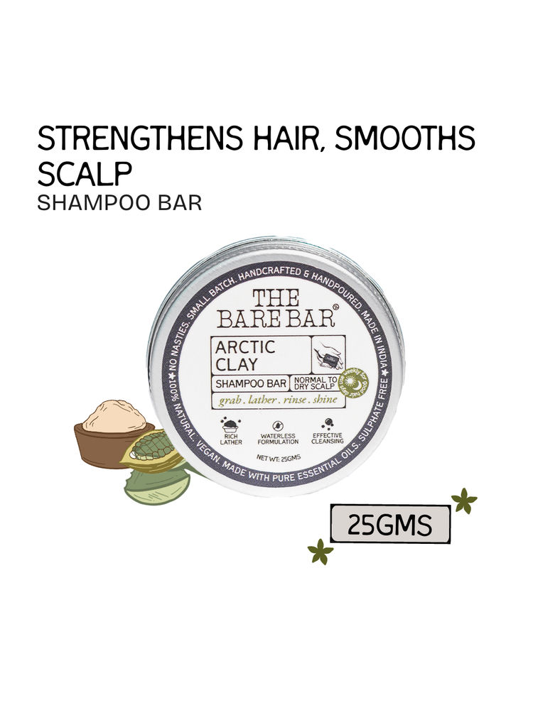 The Bare Bar Arctic Clay Shampoo Bar - Detoxifies Scalp, Boosts Volume & Locks in Moisture