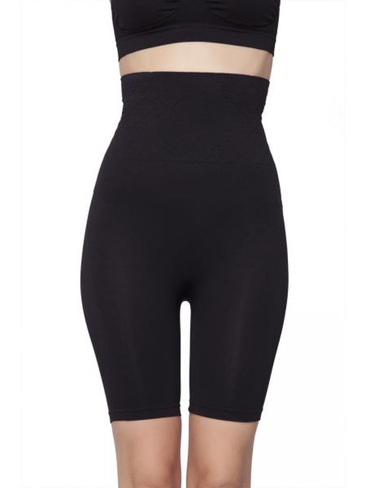 C9 Airwear Seamless Women Solid Black Thigh Shapewear - Black