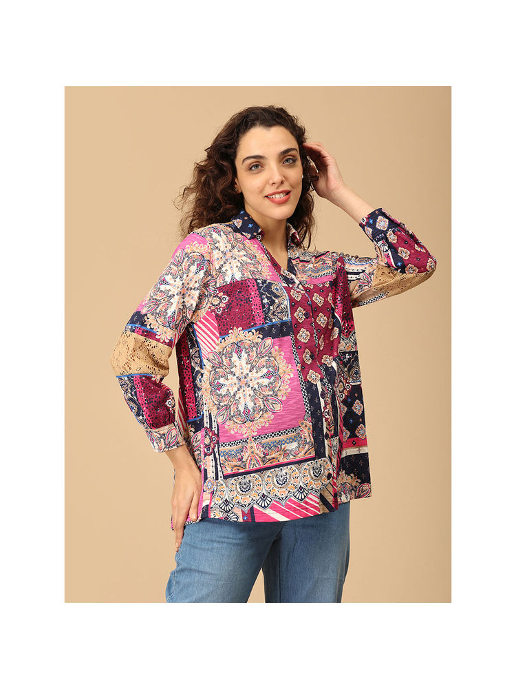 The Mom Store Women Multi-Color Collar Neck Maternity Shirt-picture-11