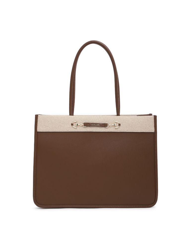U.S. POLO ASSN. Aubrey Brown tote Handbag with Laptop Compartments-image-46