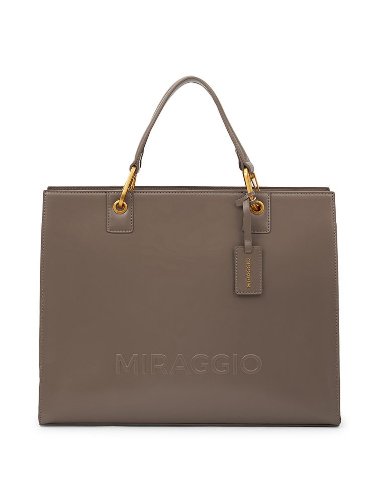 MIRAGGIO Taupe Ace Tote Bag Fits Up to 14 Laptop with Detachable Strap (L)-picture-28
