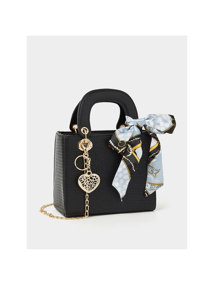 Styli Snake skin Textured Handbag with Heart Keychain