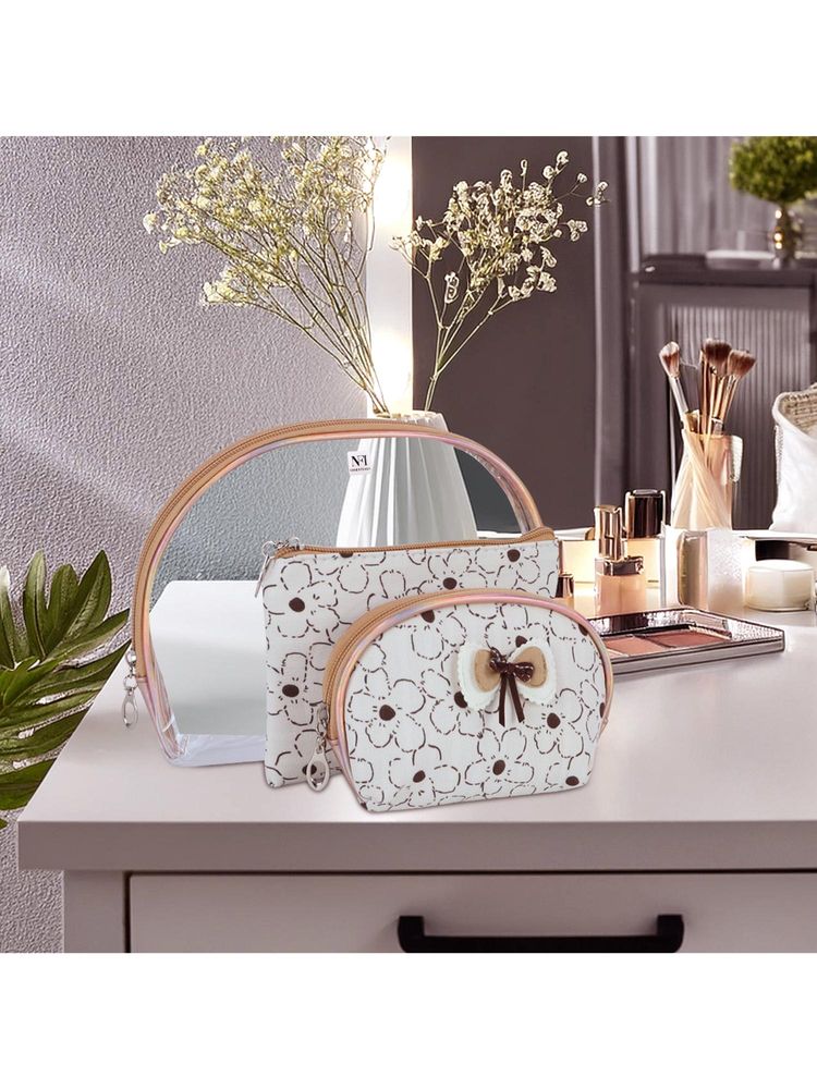 NFI Essentials Women Transparent Solid PU 3 Vanity Bag (Pack of 3)-picture-35