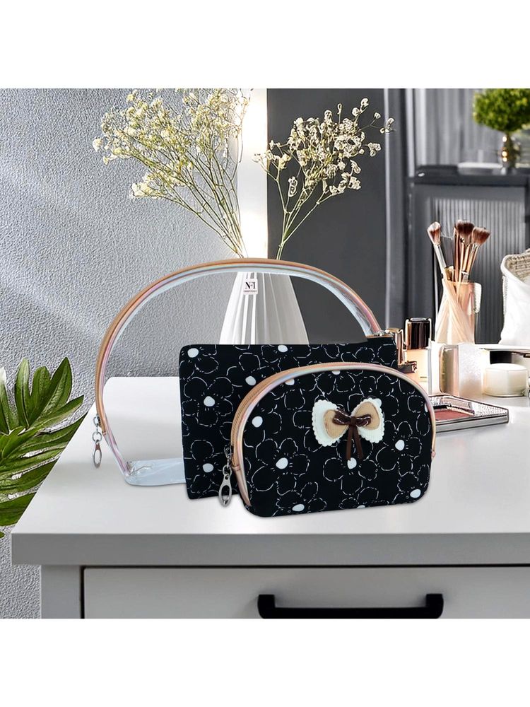NFI Essentials Women Transparent Solid PU 3 Vanity Bag (Pack of 3)-picture-37