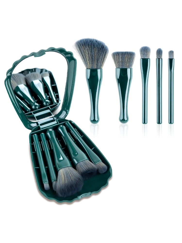 Kazarmaa Sea Shell Makeup Brushes With Mirror - Green-image-12