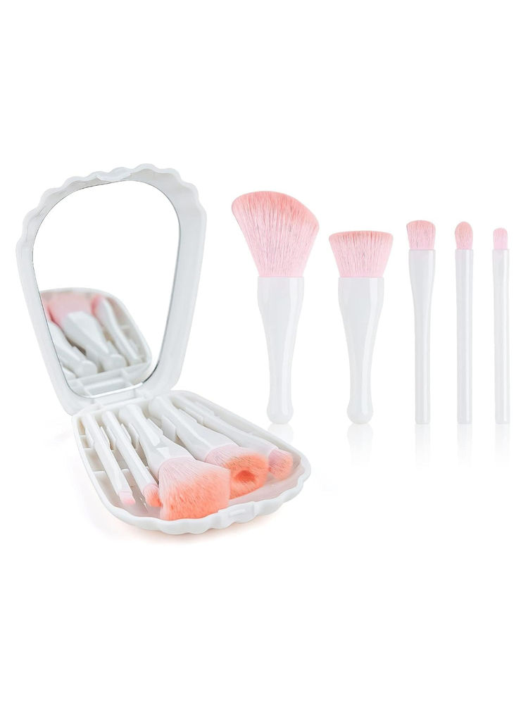 Kazarmaa Sea Shell Makeup Brushes With Mirror - White-picture-17