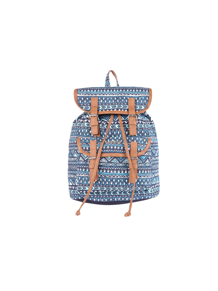 Astrid Blue Cotton Dhurry Girls Backpack Medium Size-picture-25