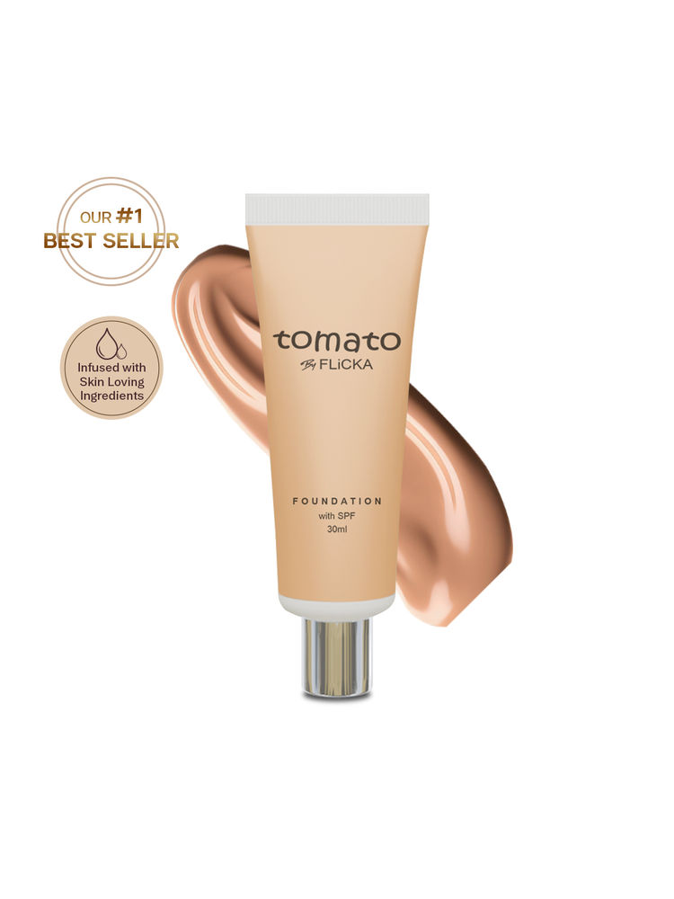 Flicka Tomato Liquid Foundation With Spf Long Lasting Lightweight All Skin Types-picture-1