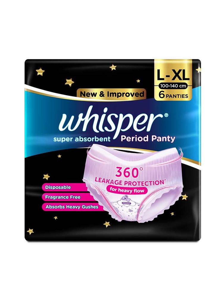 Whisper Super Absorbent Period Panty L-XL - 6 Pants