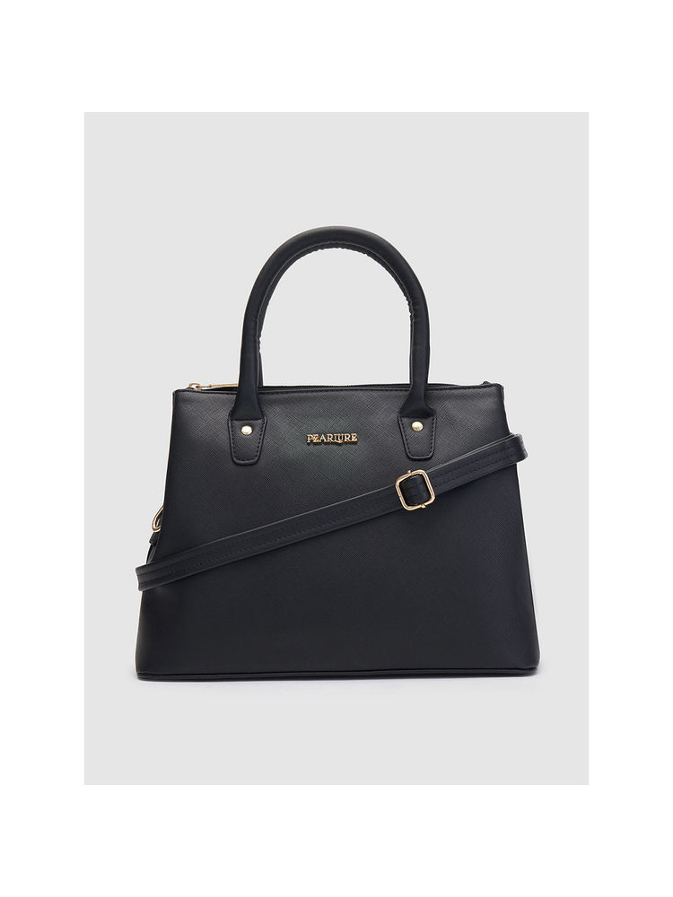 Pearlure Kathy Cate Satchel Bag for Women Italian Vegan Leather - Black-image-39