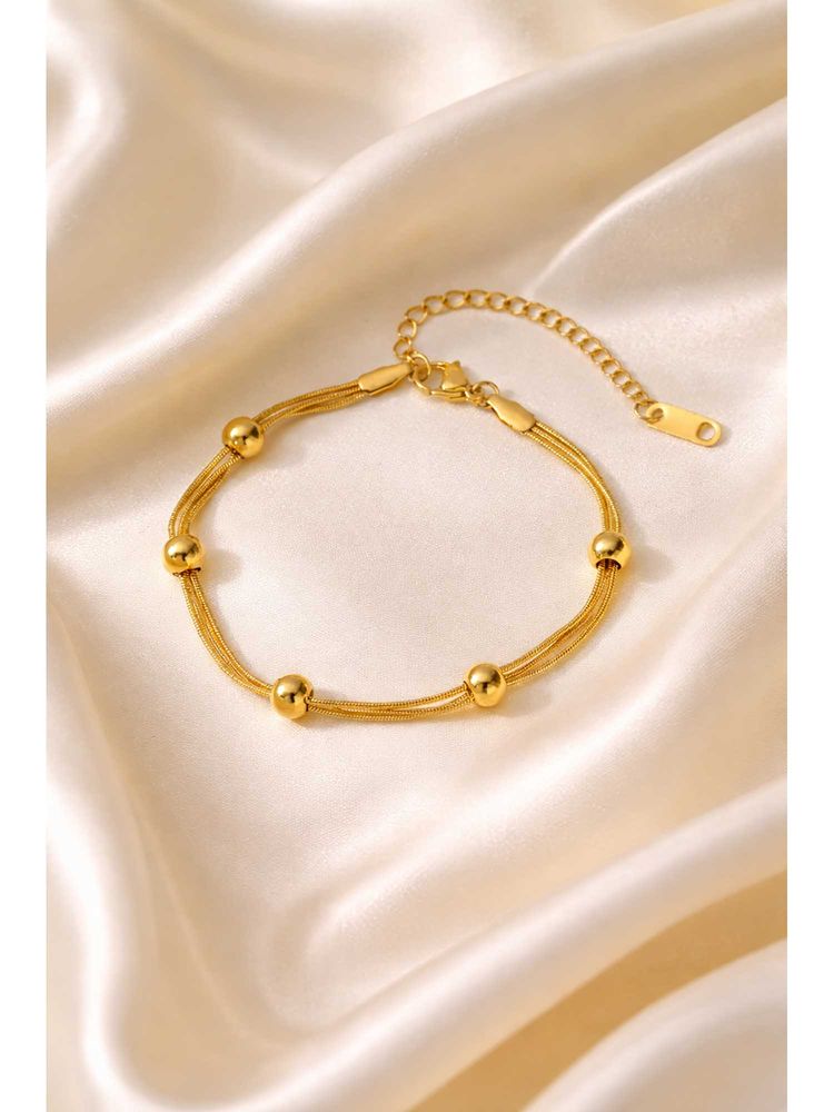 VIEN Gold Stainless Steel Gold Plated Statement Bracelet-picture-27