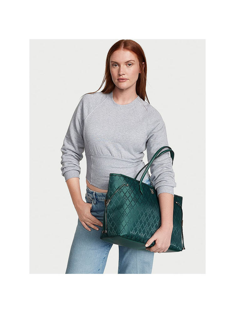 Victoria's Secret Green Large Printed Tote Bag-image-10