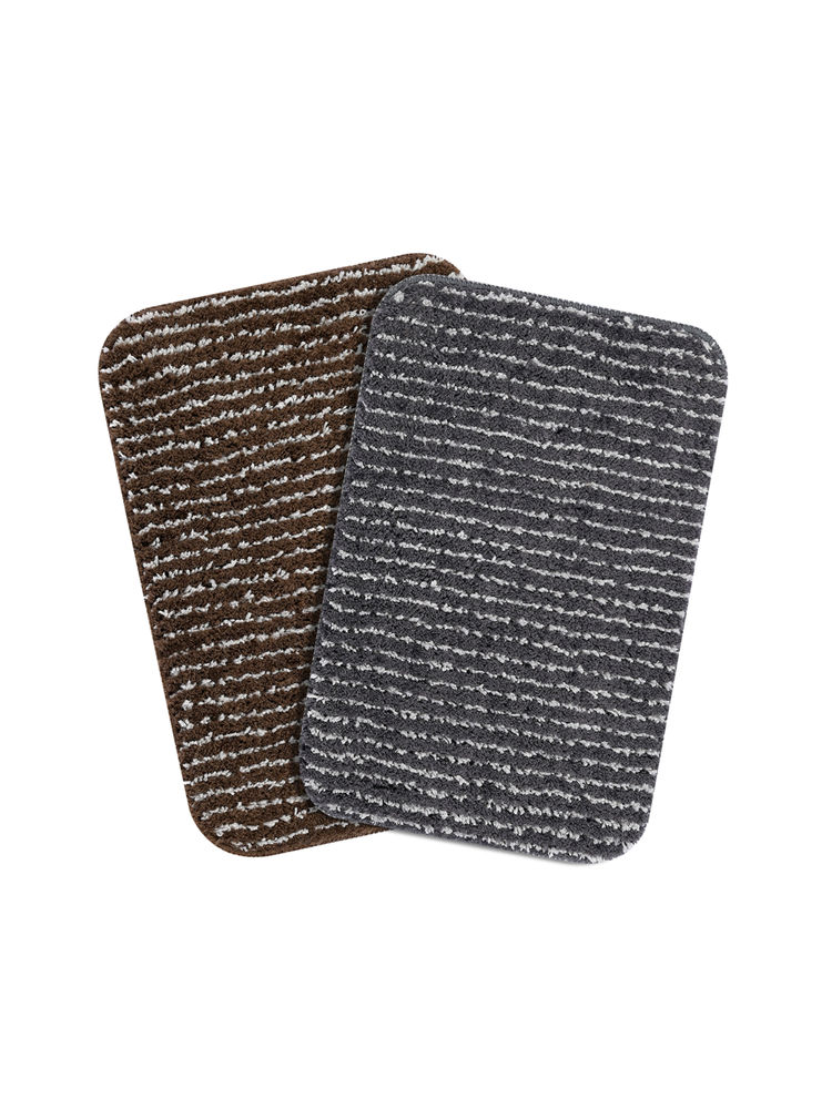 Saral Home Stripe Microfibre Anti-Skid Brown Bath Mats (Pack of 2) (S)-image-4