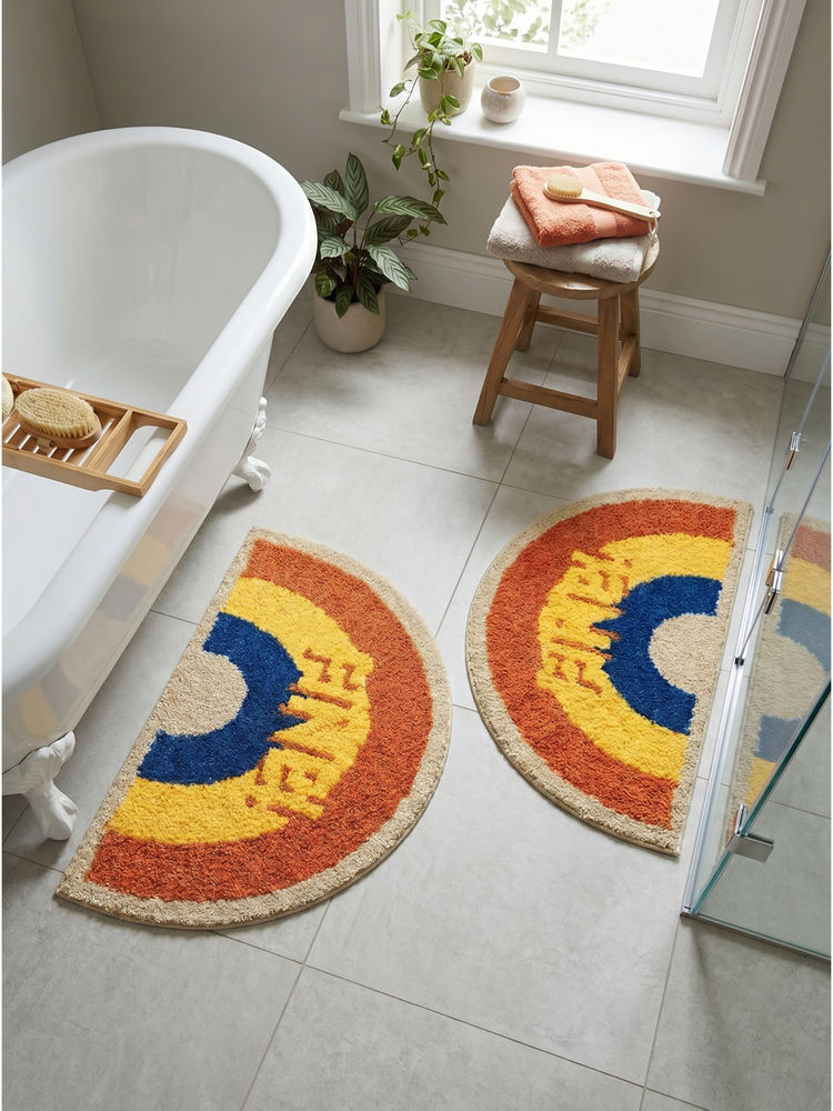 Saral Home Fine Rainbow Shape Microfiber Anti-Skid Mat Multi-Colour Bath Mats (Pack of 2) (S)-image-23