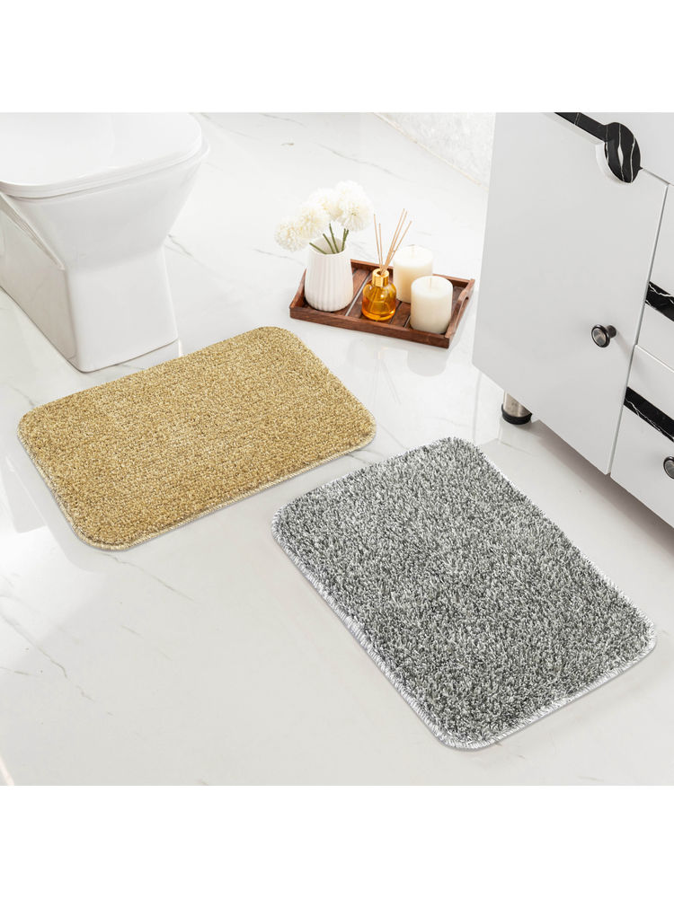 Saral Home Microfiber Solid Anti-Skid Multi-Colour Bath Mats (Pack of 2) (S)-image-34