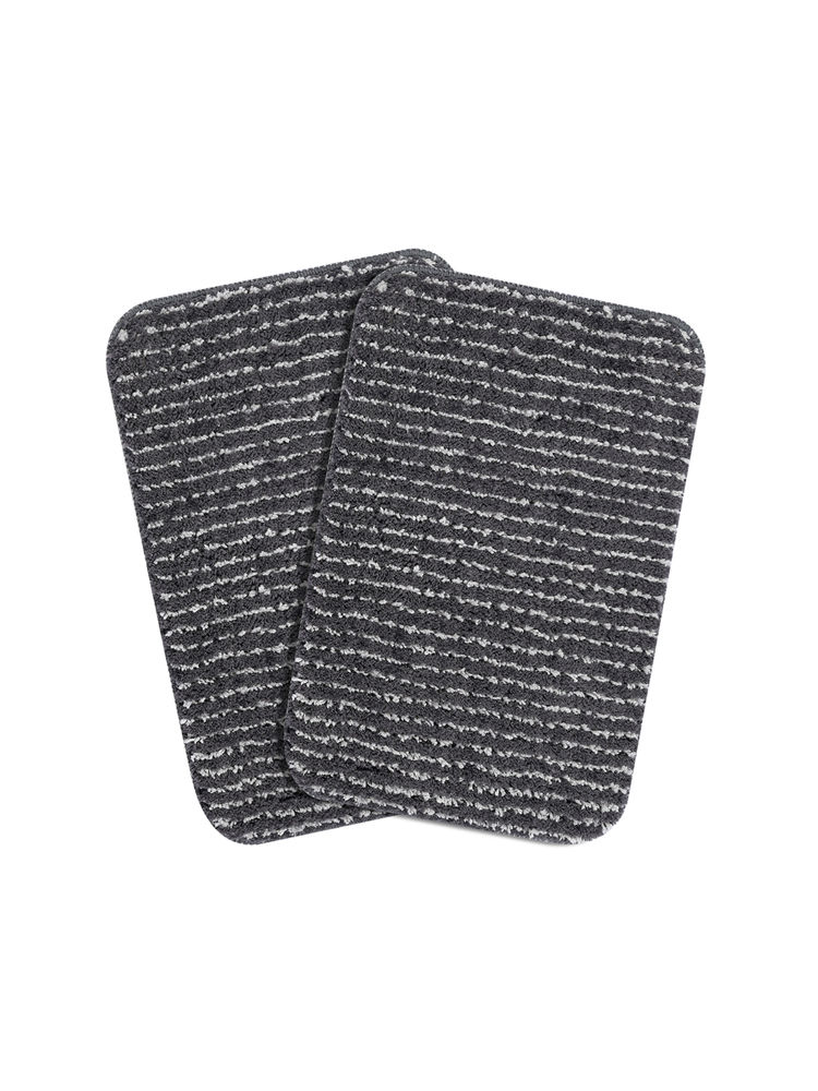 Saral Home Stripe Microfibre Anti-Skid Grey Bath Mats (Pack of 2) (S)-image-30